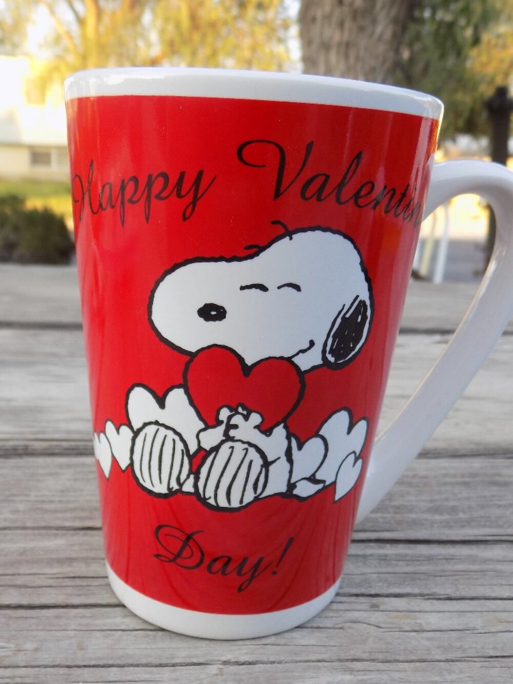 SNOOPY VALENTINES DAY MUG Ceramic Mug 4.75" Red Hearts Love Comics